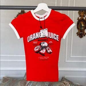 Bershka Orange Juice Red  T-Shirt XS